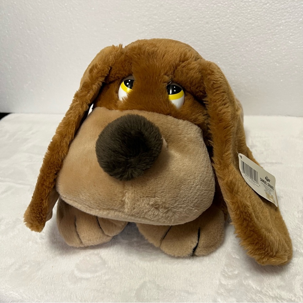 Russ Berrie VTG Samuel Laying Down Dog Puppy Plush Stuffed Animal 13”